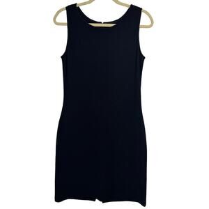 St. John Caviar Knit Black Sleeveles Sheath Dress Classic Minimalist LBD Women 6